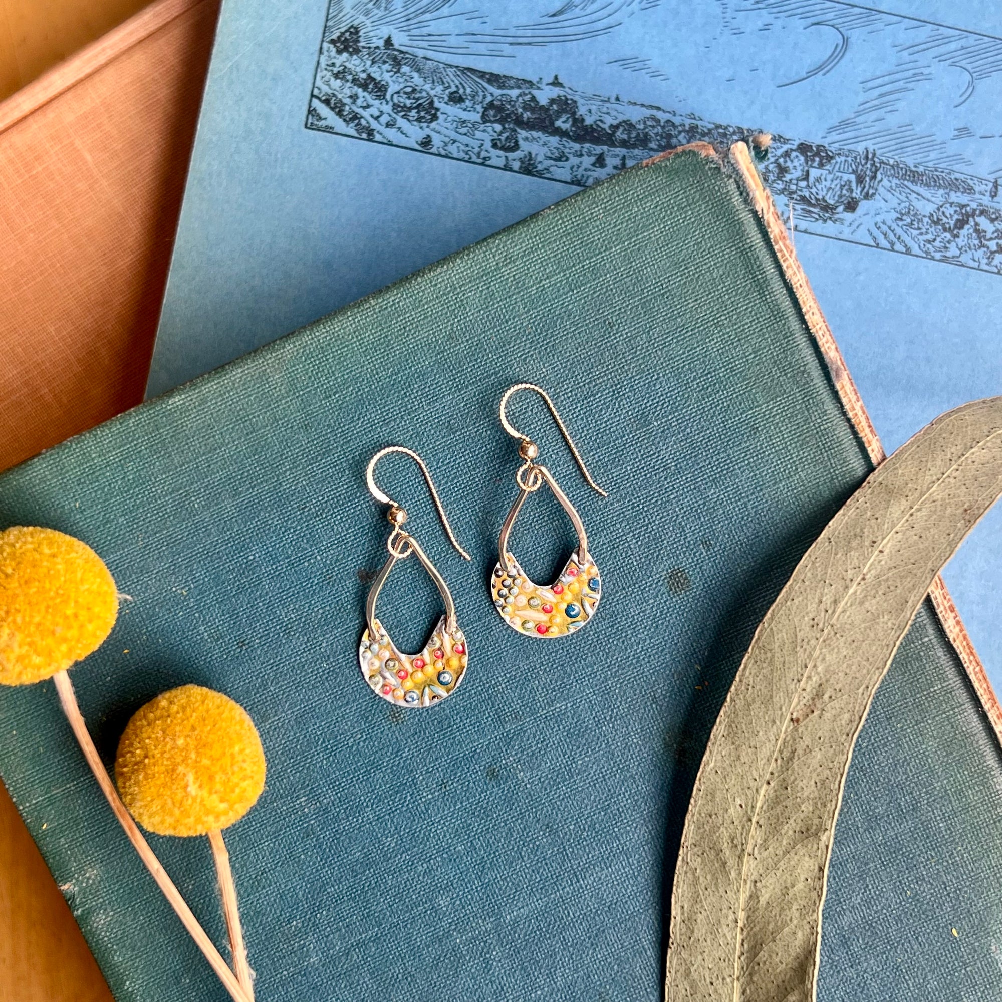 Mosaic Tiny Keyhole Earrings