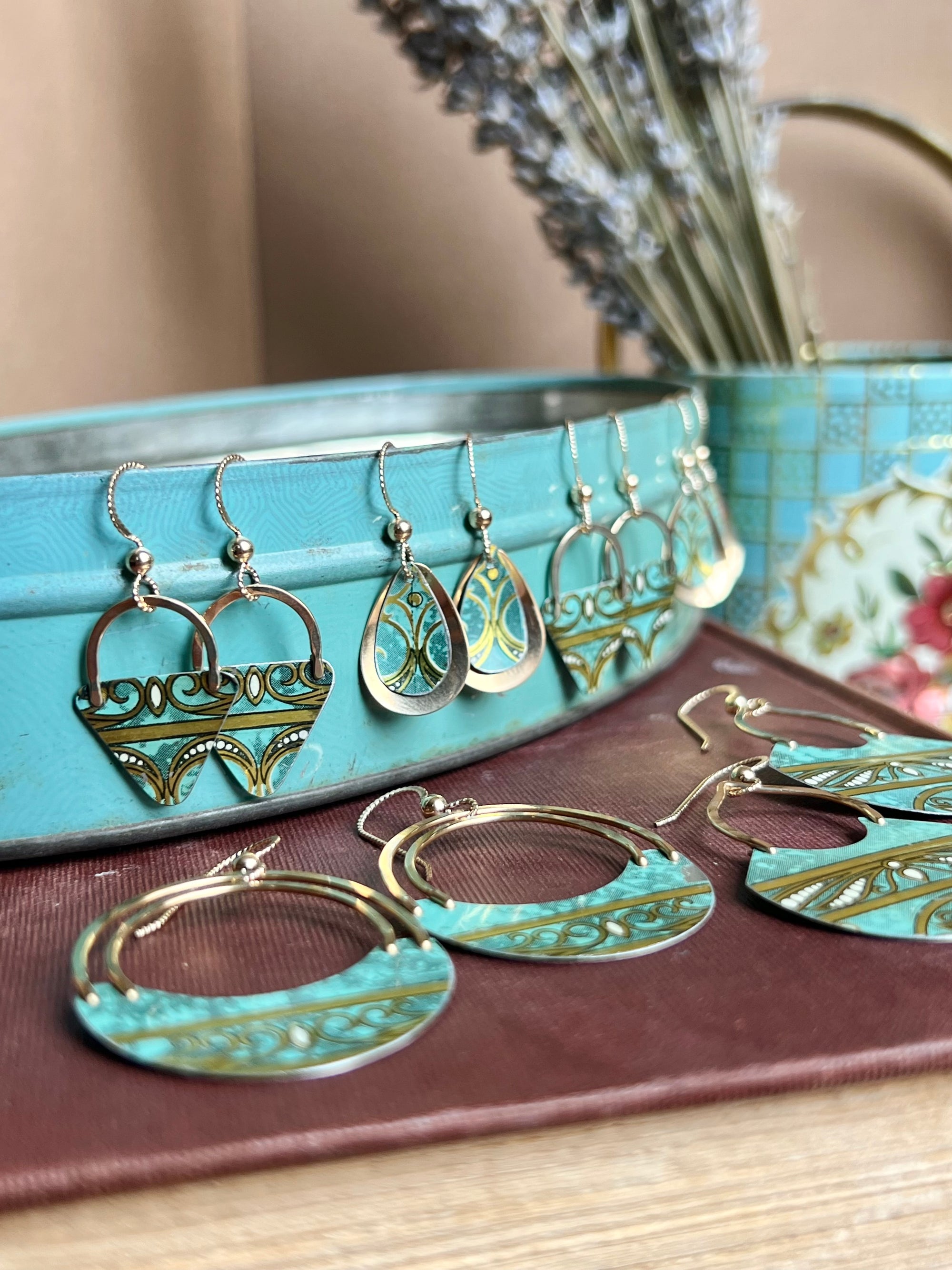 Deco Turquoise Teensy Cloche Earrings